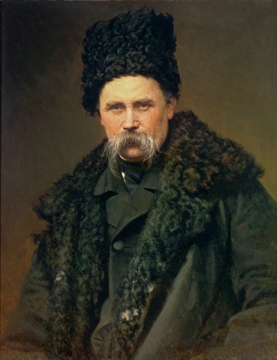 Portret van de Oekraïense auteur Taras Grigorievich Shevchenko (1814-61), 1871 door Ivan Nikolaevich Kramskoy
